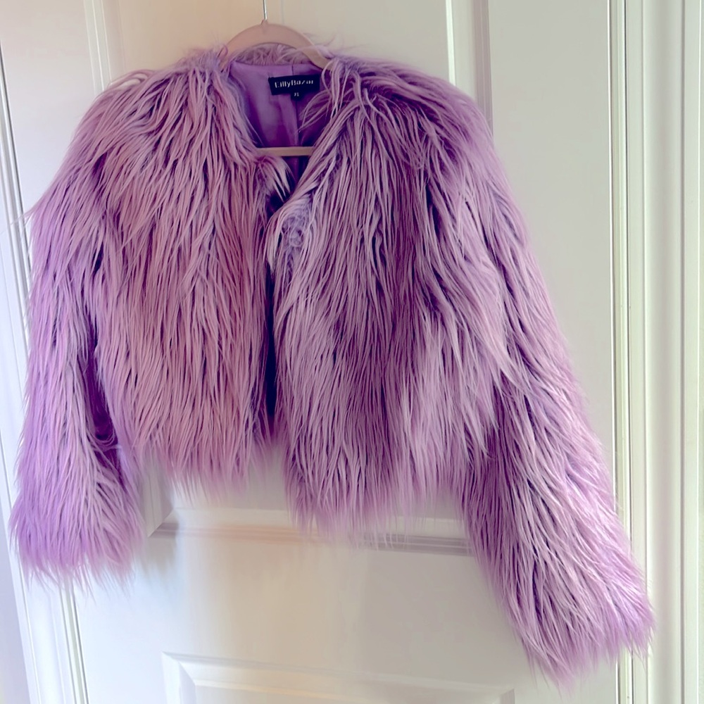 Furry Purple Cropped Jacket